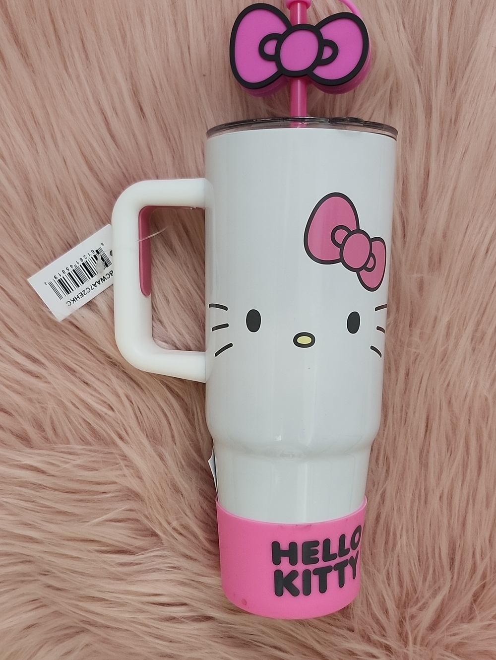 Brand New SANRIO HELLO KITTY STAINLESS STEEL TUMBLER W/BUILT-IN STOPPER STRAW